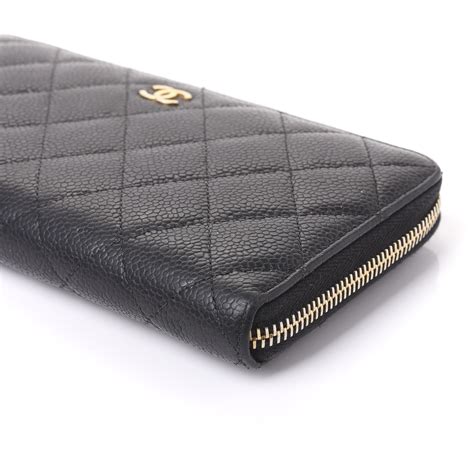 chanel black caviar zip around wallet|Chanel Black Caviar Classic Long Flap Wallet Q6A0170FKB038.